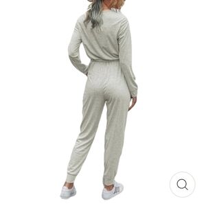TTFN Grey V-Neck Jumpsuit